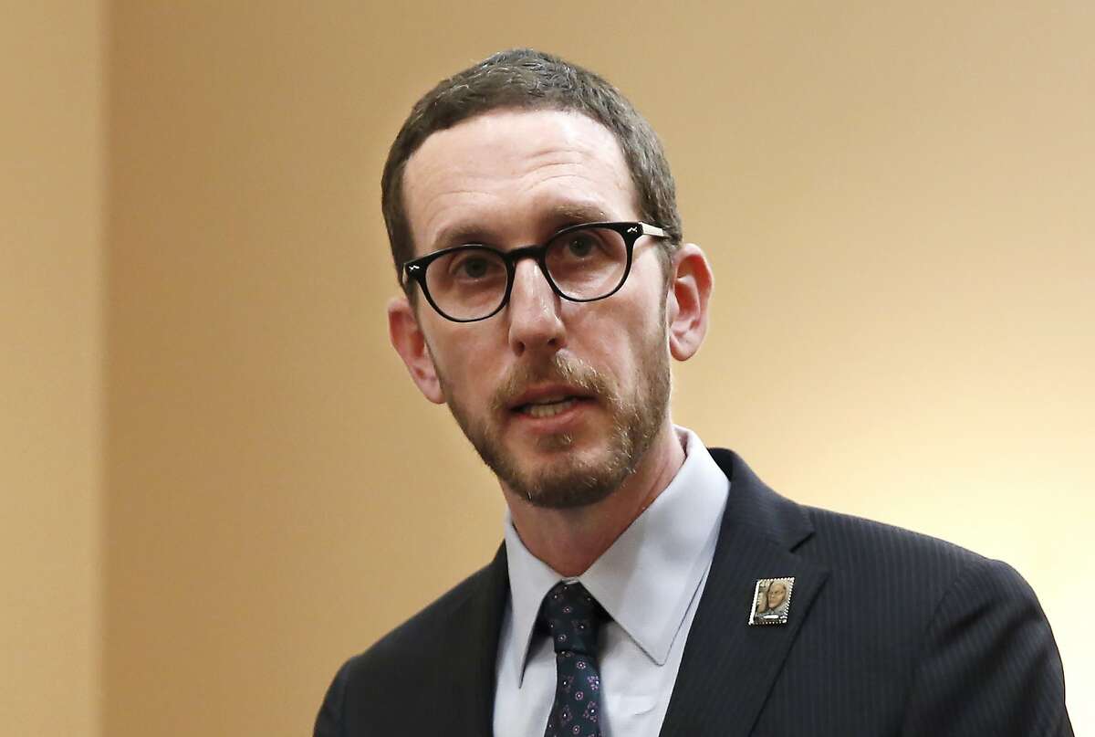 In this Jan. 21, 2020, file photo, state Sen. Scott Wiener, D-San Francisco, speaks at a news conference in Sacramento, Calif. 