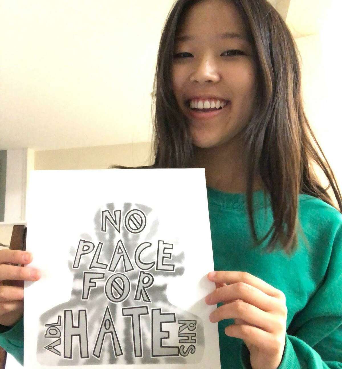 Lauren Kim with a No Place for Hate drawing