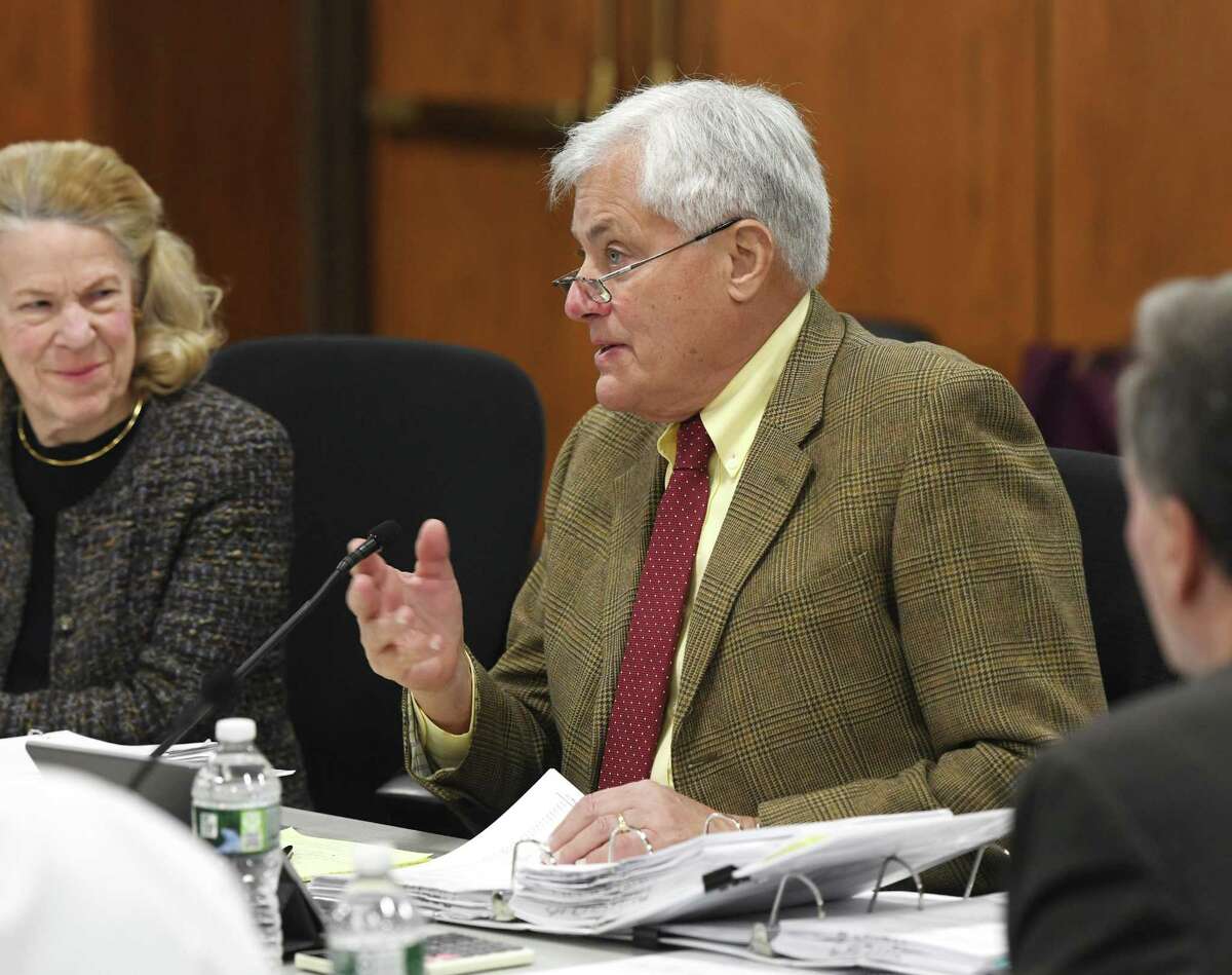 BET Budget Committee member Jeffrey Ramer speaks during the Greenwich Board of Estimate and Taxation Budget Committee Meeting at Town Hall in Greenwich, Conn. Tuesday, Feb. 4, 2020.