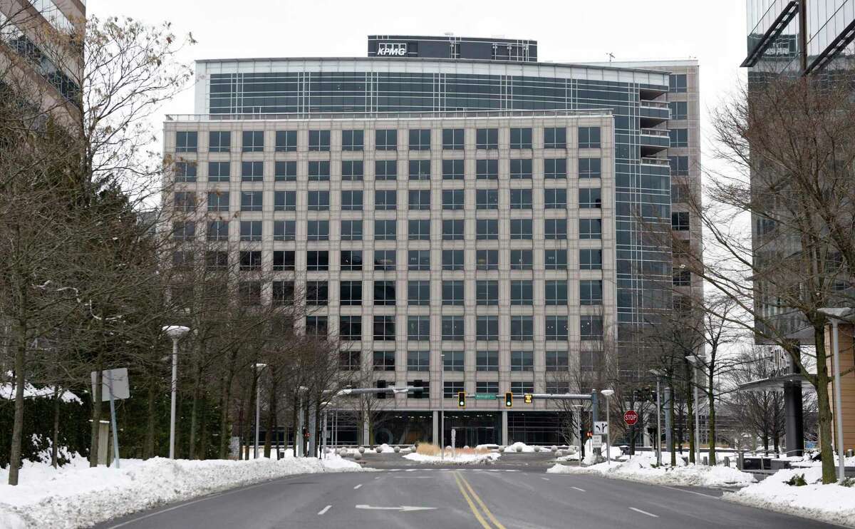 WWE is planning to relocate its headquarters to this office complex at 677 Washington Blvd., in downtown Stamford, Conn.