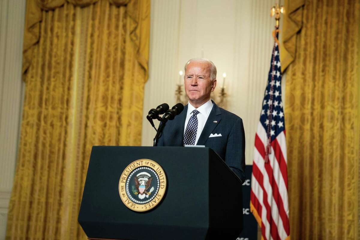 WASHINGTON, DC - FEBRUARY 19: U.S. President Joe Biden delivers remarks at a virtual event hosted by the Munich Security Conference in the East Room of the White House on February 19, 2021 in Washington, DC. In his remarks, President Biden stressed the United States' commitment to NATO after four years of the Trump administration undermining the alliance. (Photo by Anna Moneymaker-Pool/Getty Images)