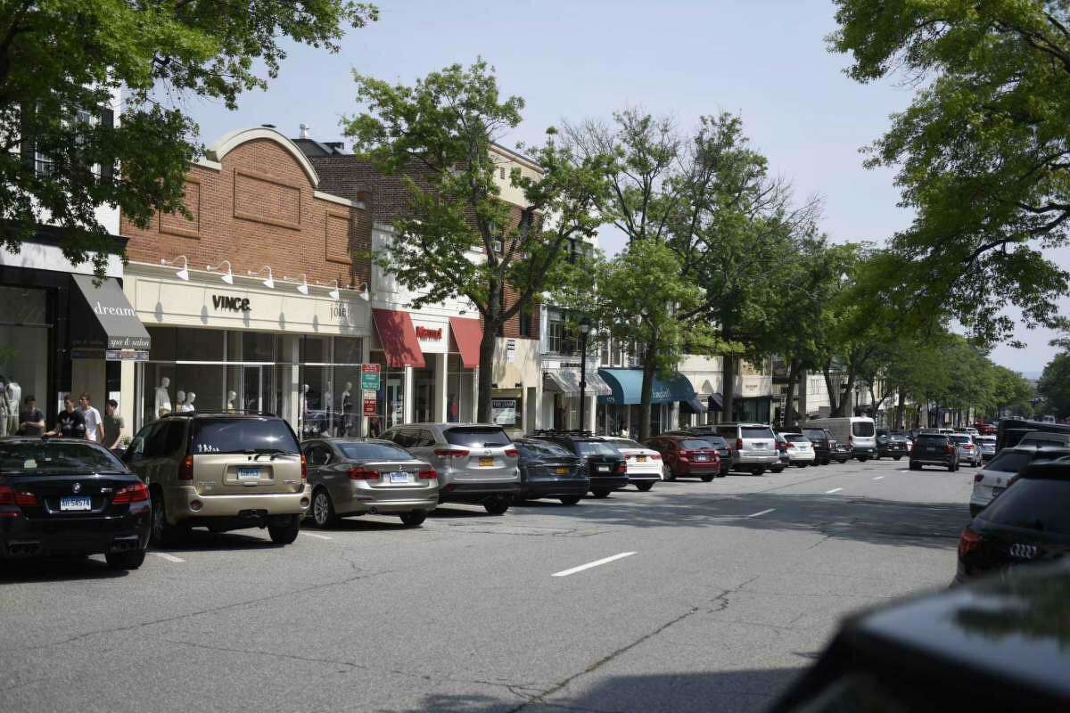 Greenwich Avenue in downtown Greenwich, Connecticut, USA Stock