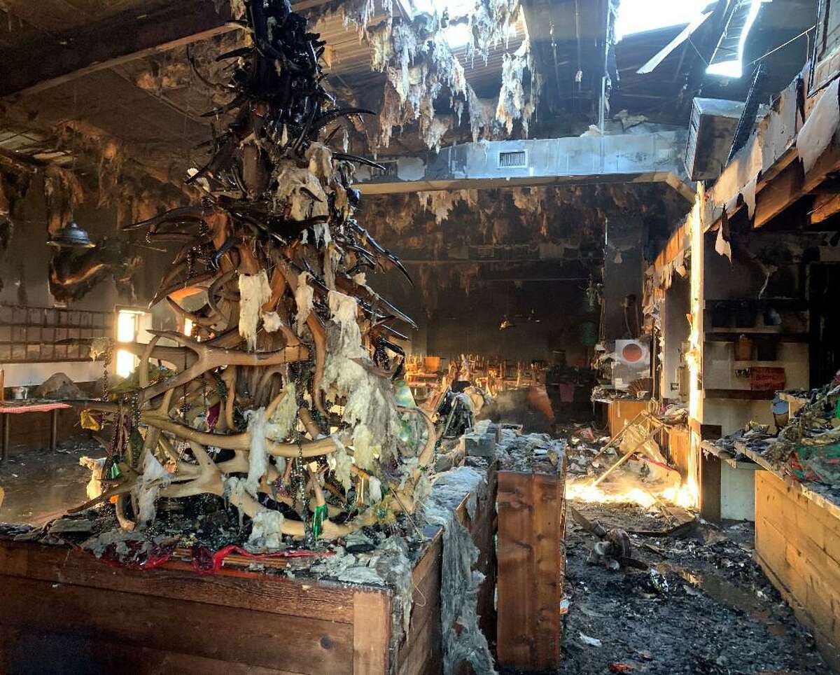 This photo shows the wreckage of popular Katy restaurant Midway BBQ, which caught fire in the early hours of Saturday, Feb. 20, 2021.