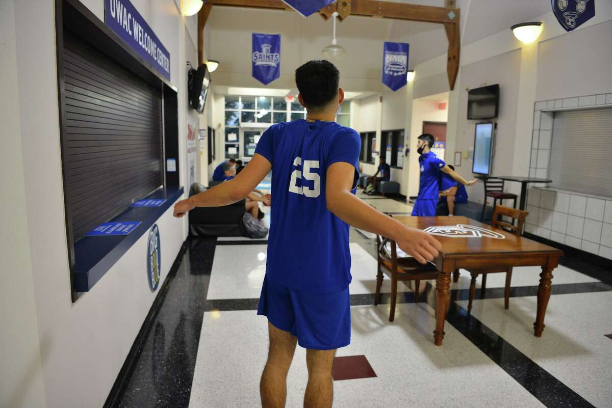 Jonathan Ochoa, an Our Lady of the Lake freshman gets ready for practice. Ochoa was hospitalized with COVID-19 for nearly a week during the Christmas break but recovered to return to the basketball court by the end of January.