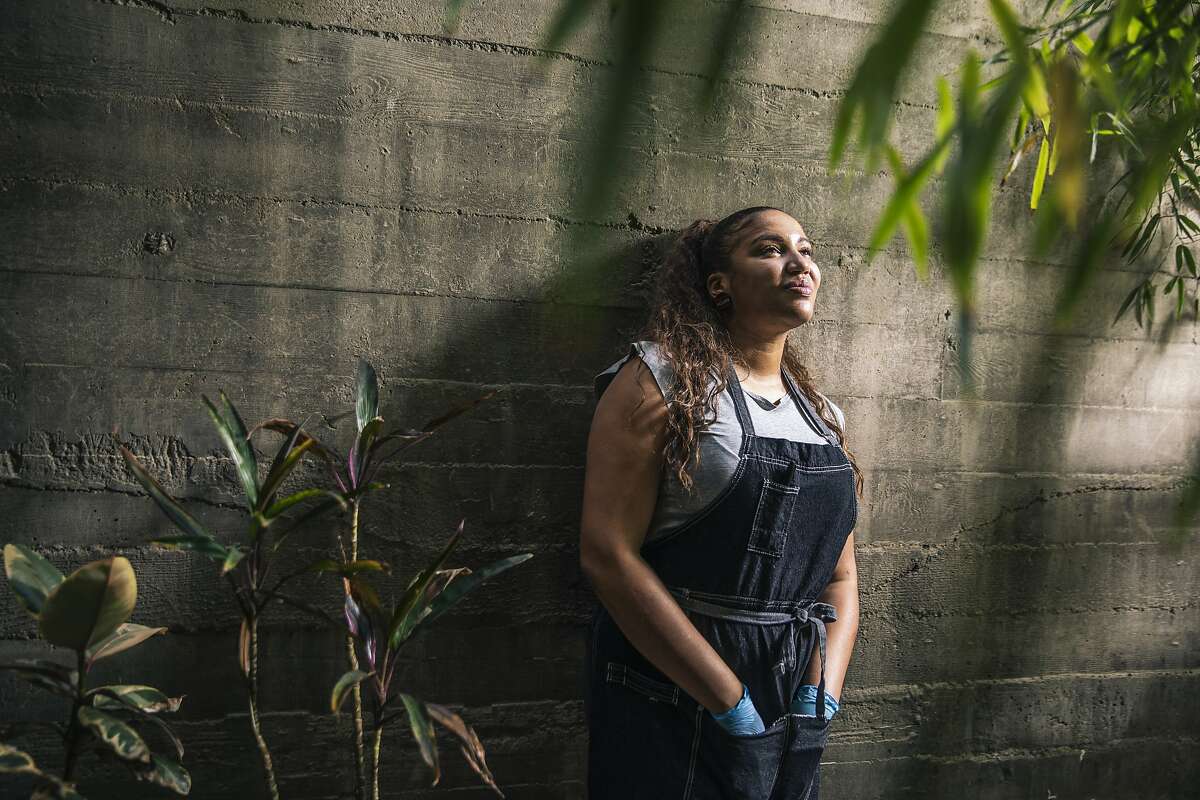 Chef Christina Wilson, owner of The Pleasure Principle Dining Events, stands for a portrait at a shared kitchen in Oakland, Calif. on Tuesday, Feb. 9, 2021.