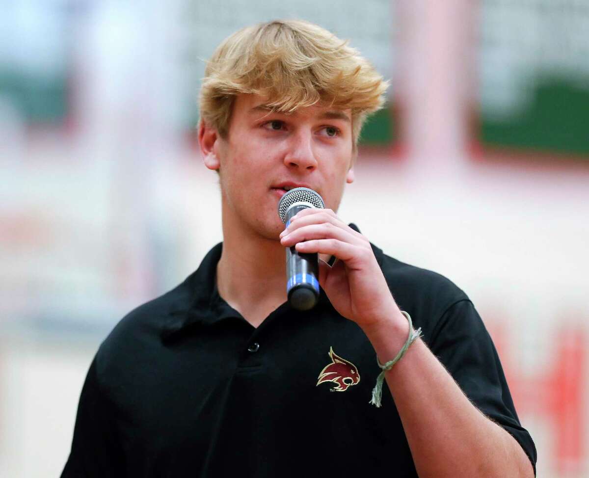 Dylan Kerbow signed to play baseball for Texas State University during a National Signing Day ceremony at The Woodlands High School, Wednesday, Feb. 3, 2020.
