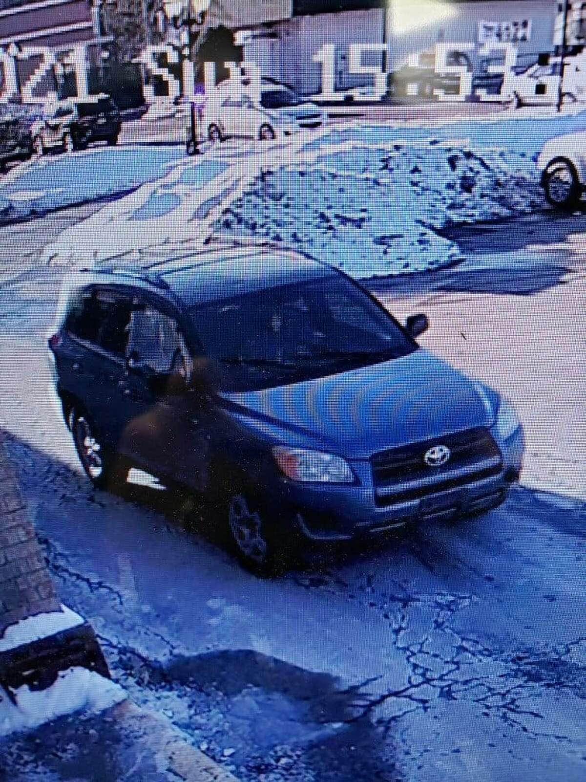 Police a this man stole 30 to 35 bags of shrimp from a Plymouth, Conn., store on Feb. 21, 2021, and fled the parking plaza in this vehicle.