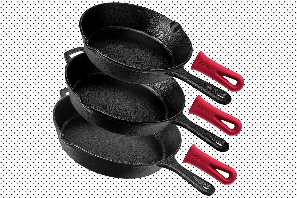 Three-piece set of Cast Iron Skillets for $55 at Amazon