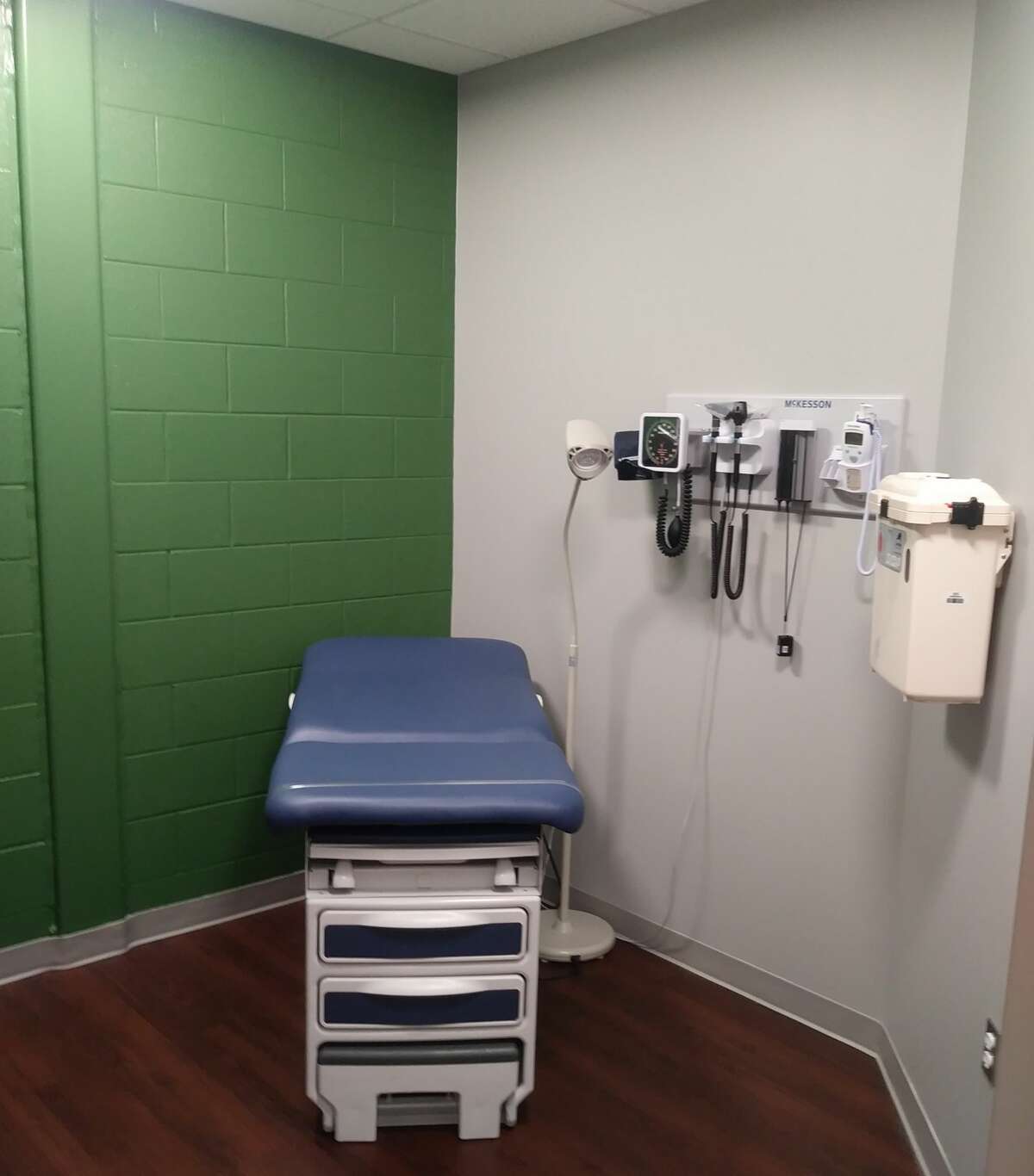 Pictured is an examination room within the Child and Adolescent Health Center at Manistee Middle High School.