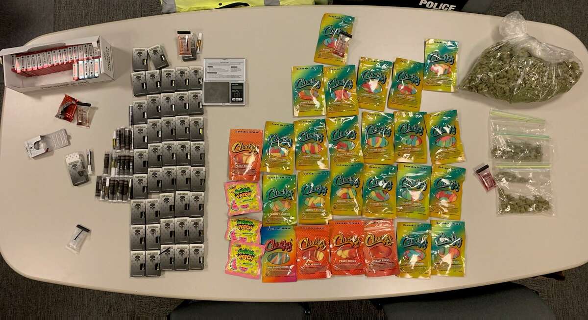 Police said these items were seized during an Armonk, N.Y., man's arrest in Greenwich, Conn., on Sunday, Feb. 21, 2021.