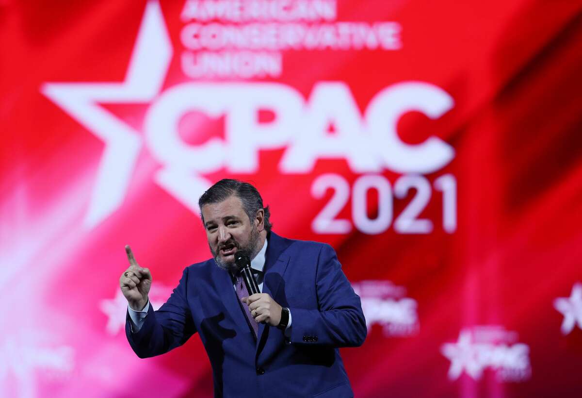 Sen. Ted Cruz (R-TX) addresses the Conservative Political Action Conference held in the Hyatt Regency on February 26, 2021 in Orlando, Florida. (Photo by Joe Raedle/Getty Images)