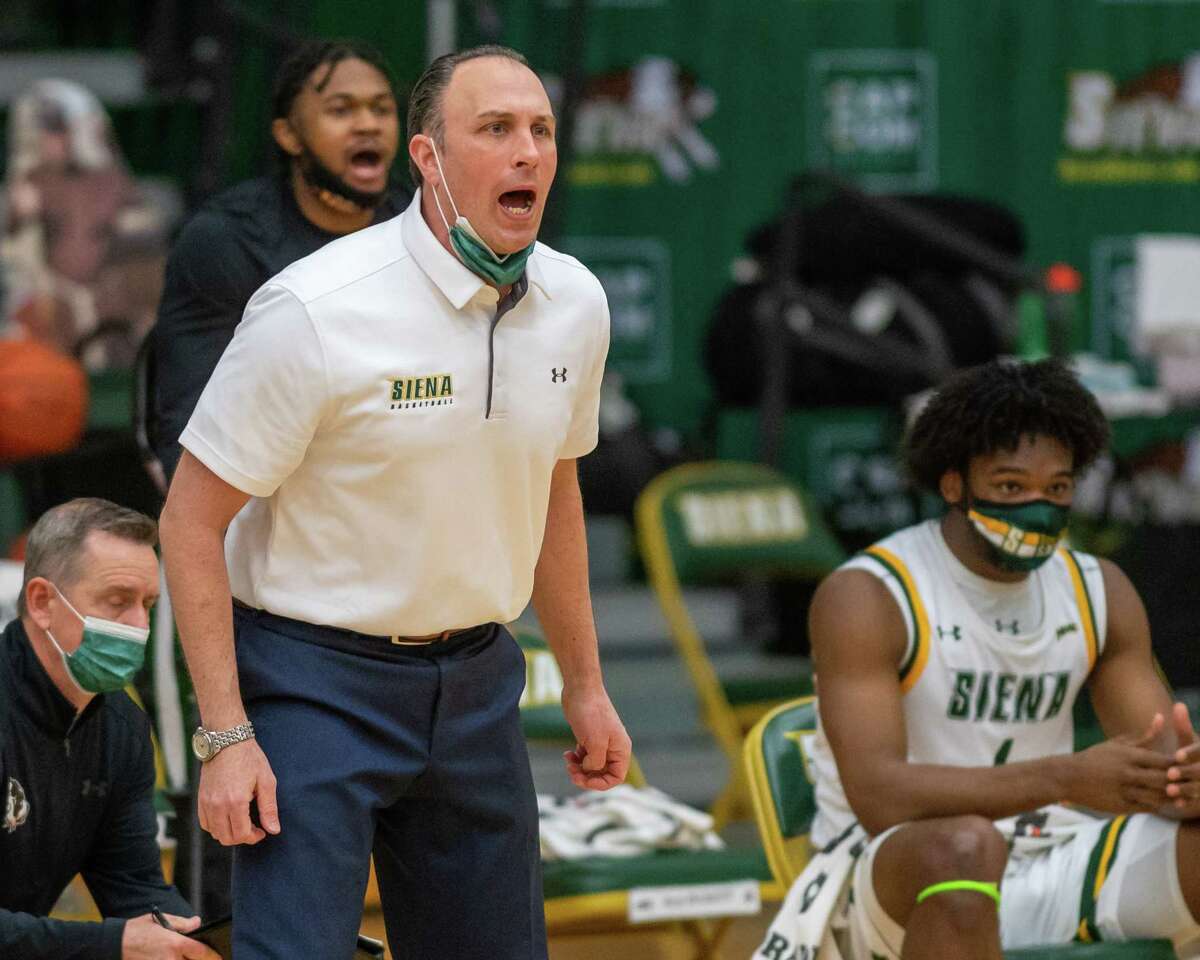 Siena College coach Carm Maciariello, shown during a game last season, said he's not concerned about the number of players who have left the program since last season.