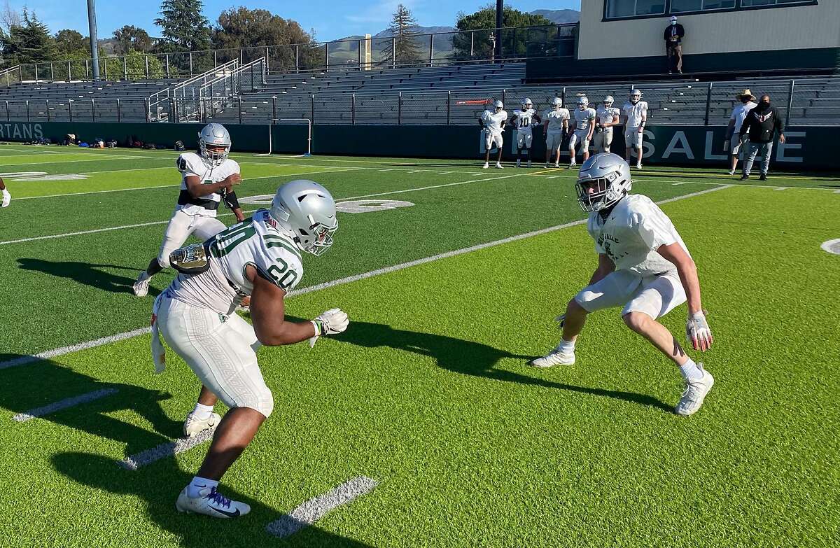De La Salle-Concord conducts padded practice for the first time since the pandemic began.
