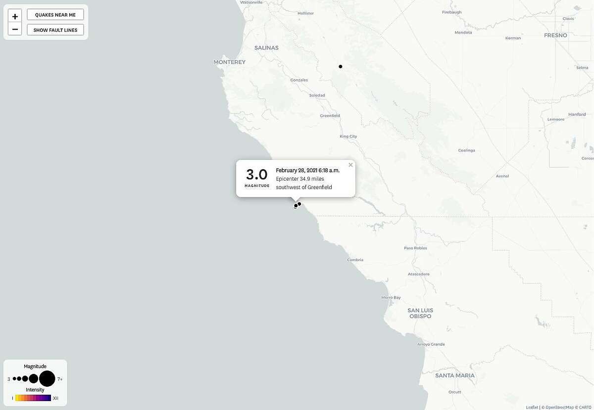 Four earthquakes were reported early Sunday off California’s Central Coast south of Big Sur.