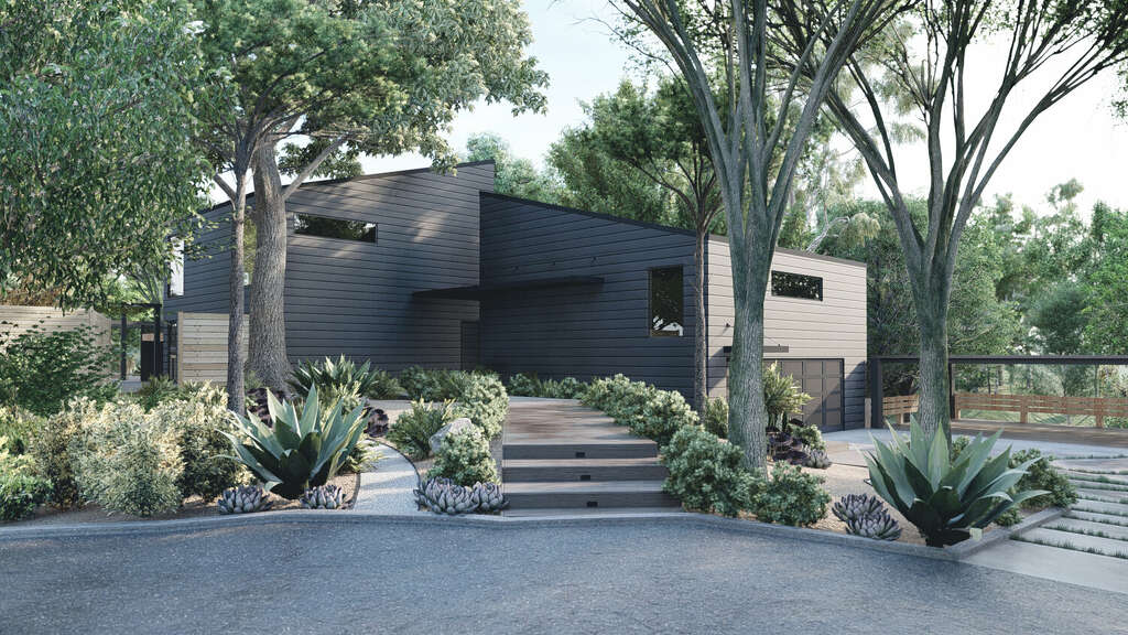 A modern landscape design by Yardzen in Houston, TX.