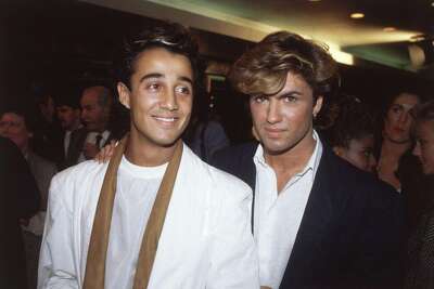 English pop stars Andrew Ridgeley and George Michael of Wham!