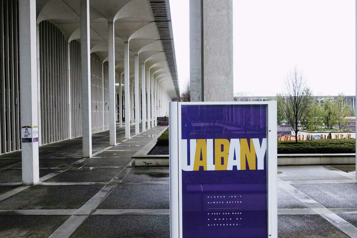 A view of the UAlbany campus on Monday, March 1, 2021, in Albany, N.Y. (Paul Buckowski/Times Union)