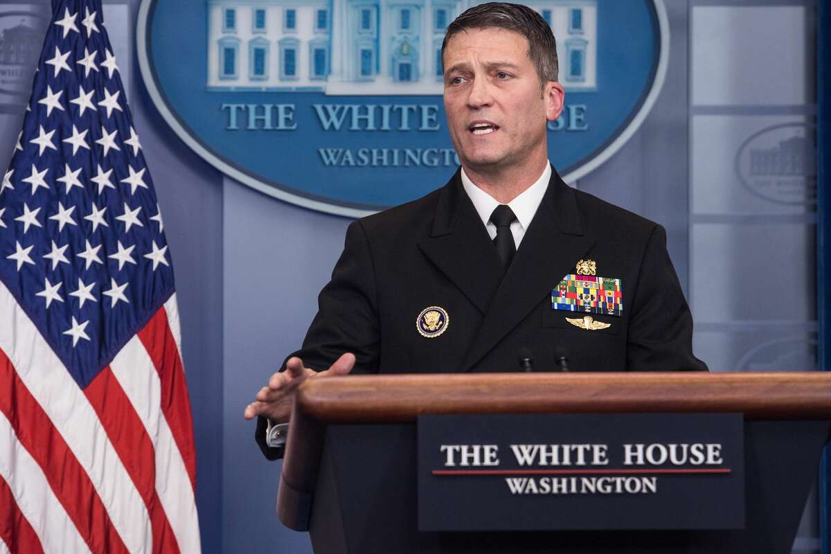 White House physician Rear Admiral Ronny Jackson speaks at the press briefing at the White House in Washington, DC, on January 16, 2018. (Photo by NICHOLAS KAMM / AFP) (Photo by NICHOLAS KAMM/AFP via Getty Images)