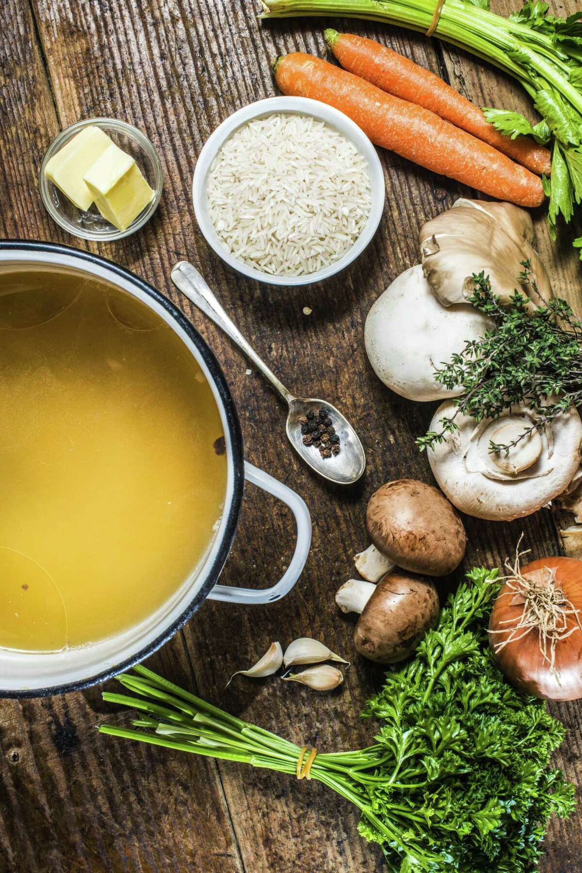 Throw fresh greens into a springy soup.