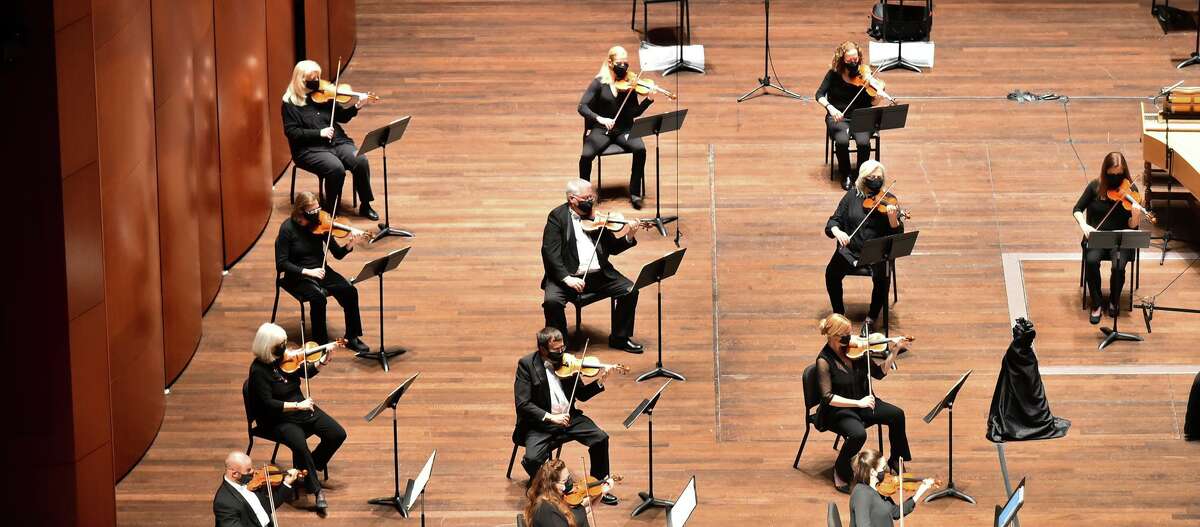 Members of the San Antonio Symphony resumed in-person performances in February at the Tobin Center for the Performing Arts.