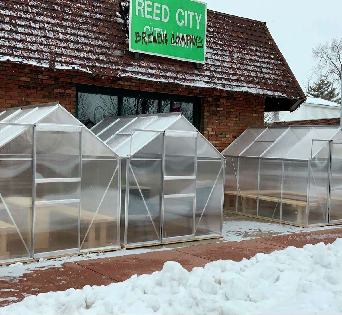 Reed City Brewing has been sustaining business amid the COVID-19 restrictions by adding outdoor beer sheds and offering curbside takeout. Owner of the business Deanna Murphy said she was relieved to see the capacity increased to 50%, but will continue to offer all options for customers. (Courtesy photo)