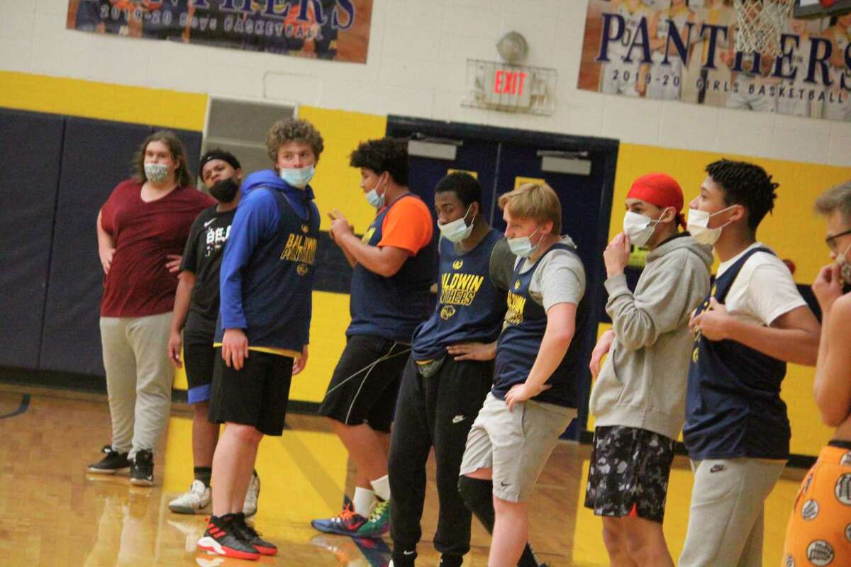 Baldwin basketball players get ready for a recent practice. (Star photo/John Raffel)
