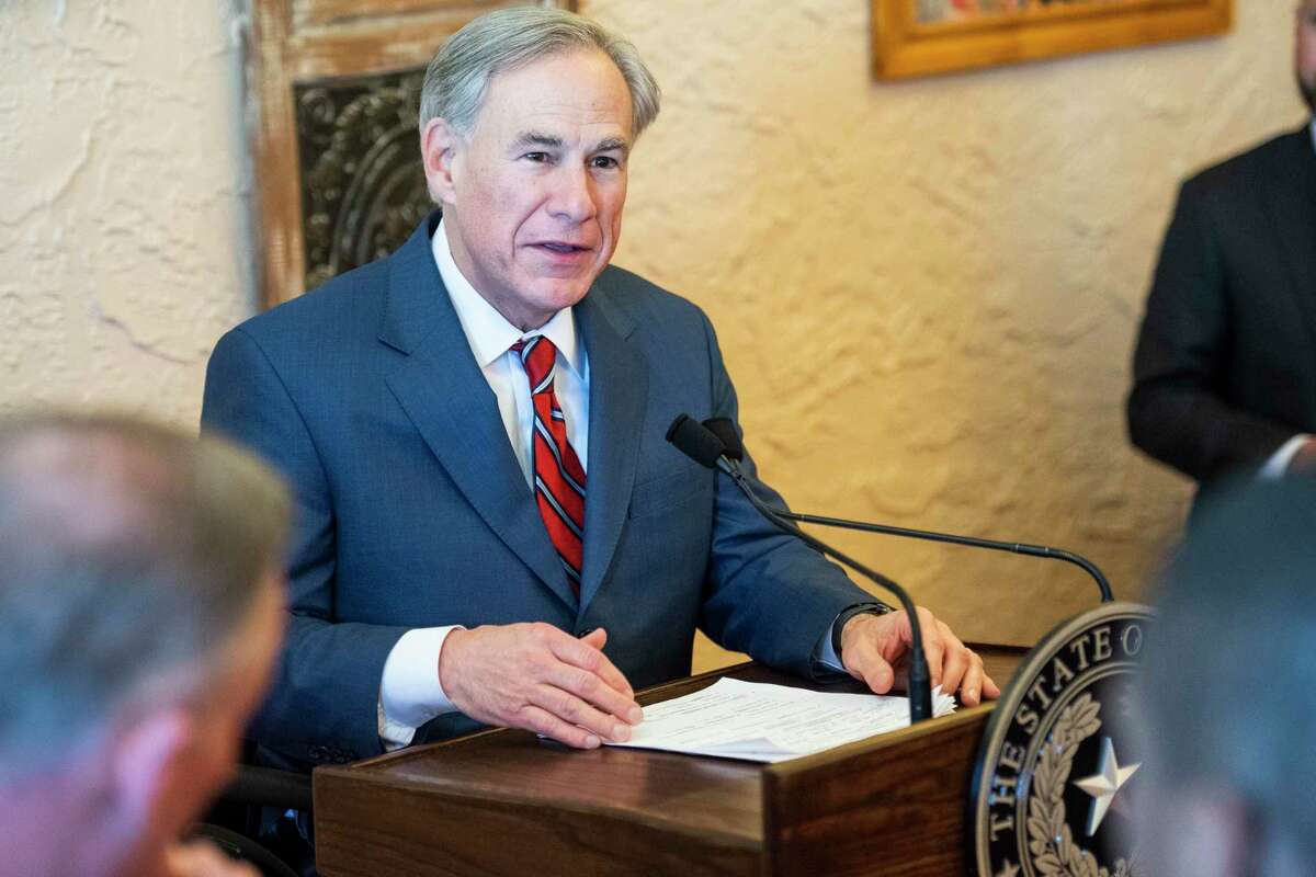 Texas Gov. Greg Abbott delivers an announcement in Montelongo's Mexican Restaurant, Tuesday, March 2, 2021, in Lubbock, Texas.