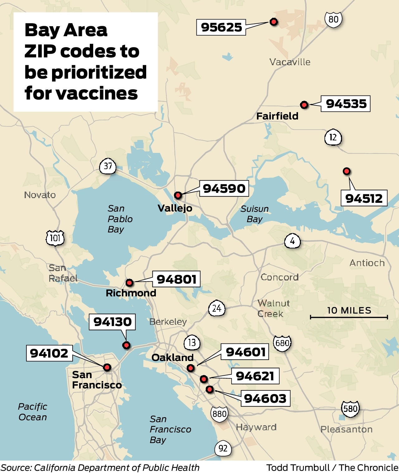 10 Bay Area Zip Codes Are On State S Vaccine Priority List In Los Angeles The Number Is 79