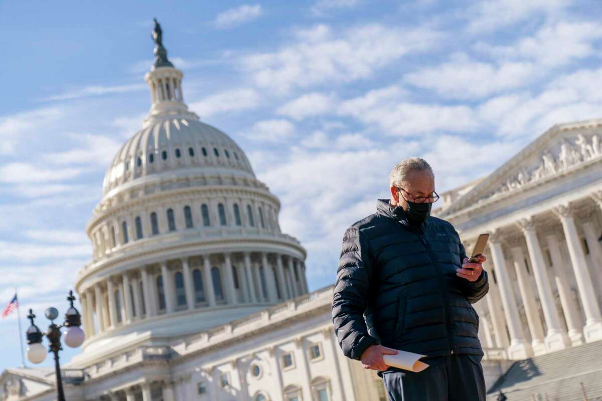 Senate Majority Leader Sen. Chuck Schumer on Capitol Hill in Washington.