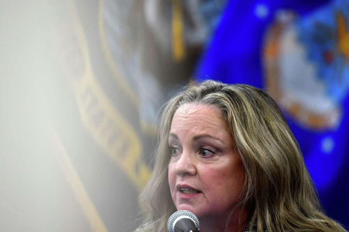 Albany County Department of Health Commissioner Dr. Elizabeth Whalen takes part in a county COVID-19 press briefing on Friday morning, March 5, 2021, at the county offices in Albany, N.Y. (Will Waldron/Times Union)