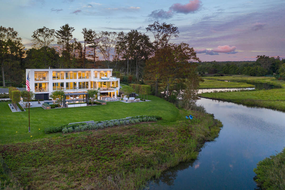 The house at 10 Gray Lane, Westport sits along Sasco Creek.