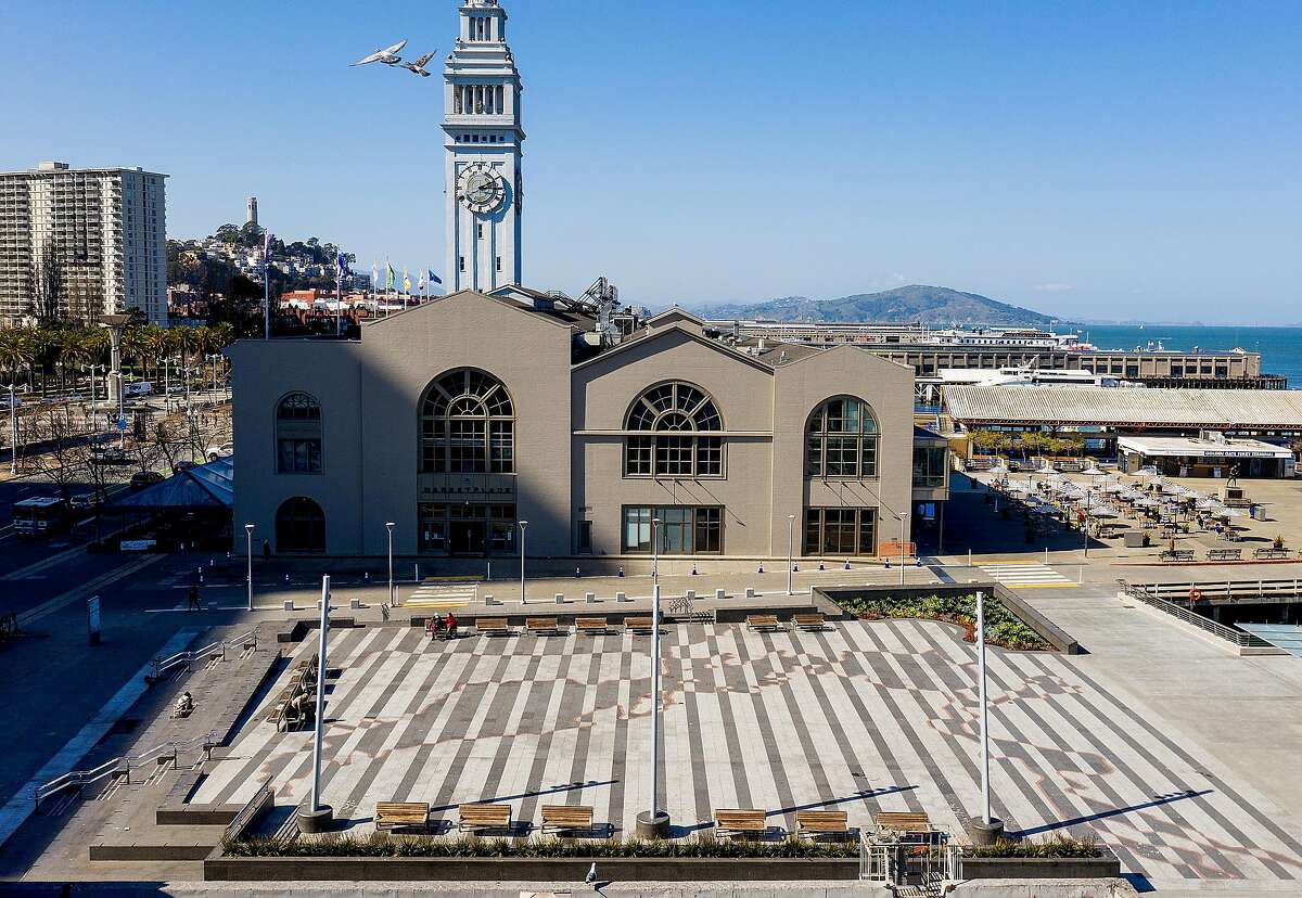 This plaza at the south end of the Ferry Building was built at higher elevation to withstand seal level rise.