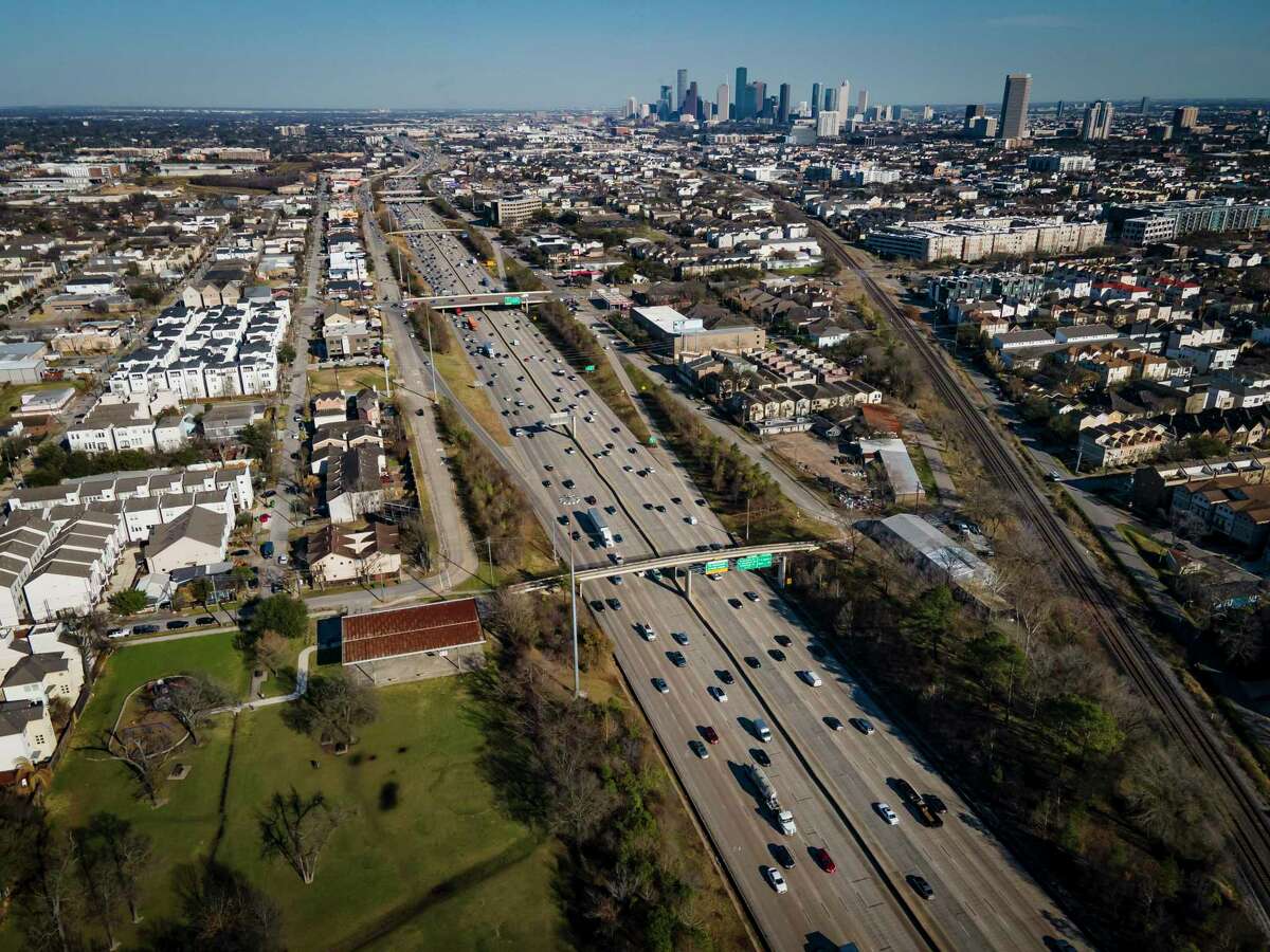 Interstate 10 traffic travels near TC Jester Boulevard on March 3, 2021, in Houston. Officials are considering how to increase capacity on I-10 within Loop 610, including possibly adding managed lanes from the West Loop to downtown Houston. Though construction will not begin for years, officials said demand along the route is already increasing and adding to the hours of congestion.