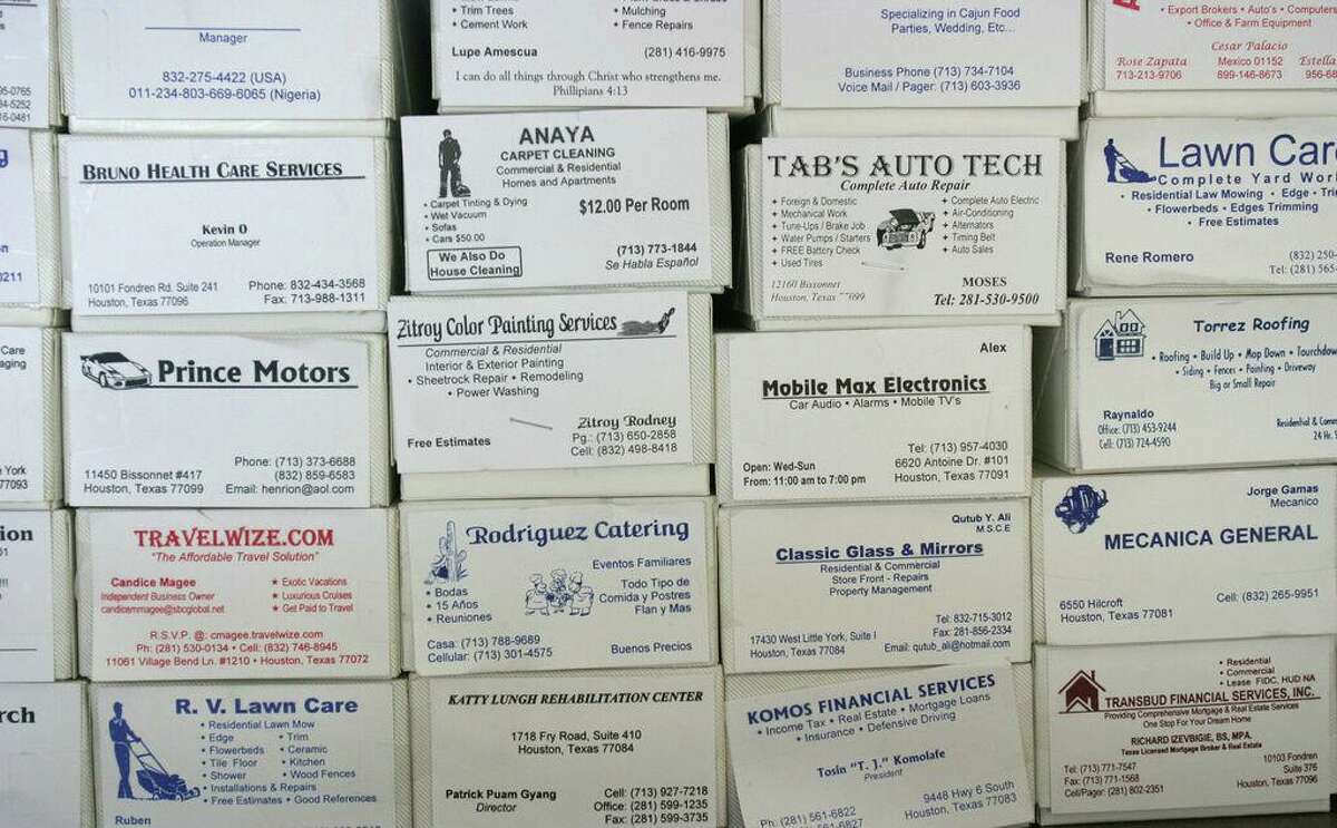 Boxes of business cards.