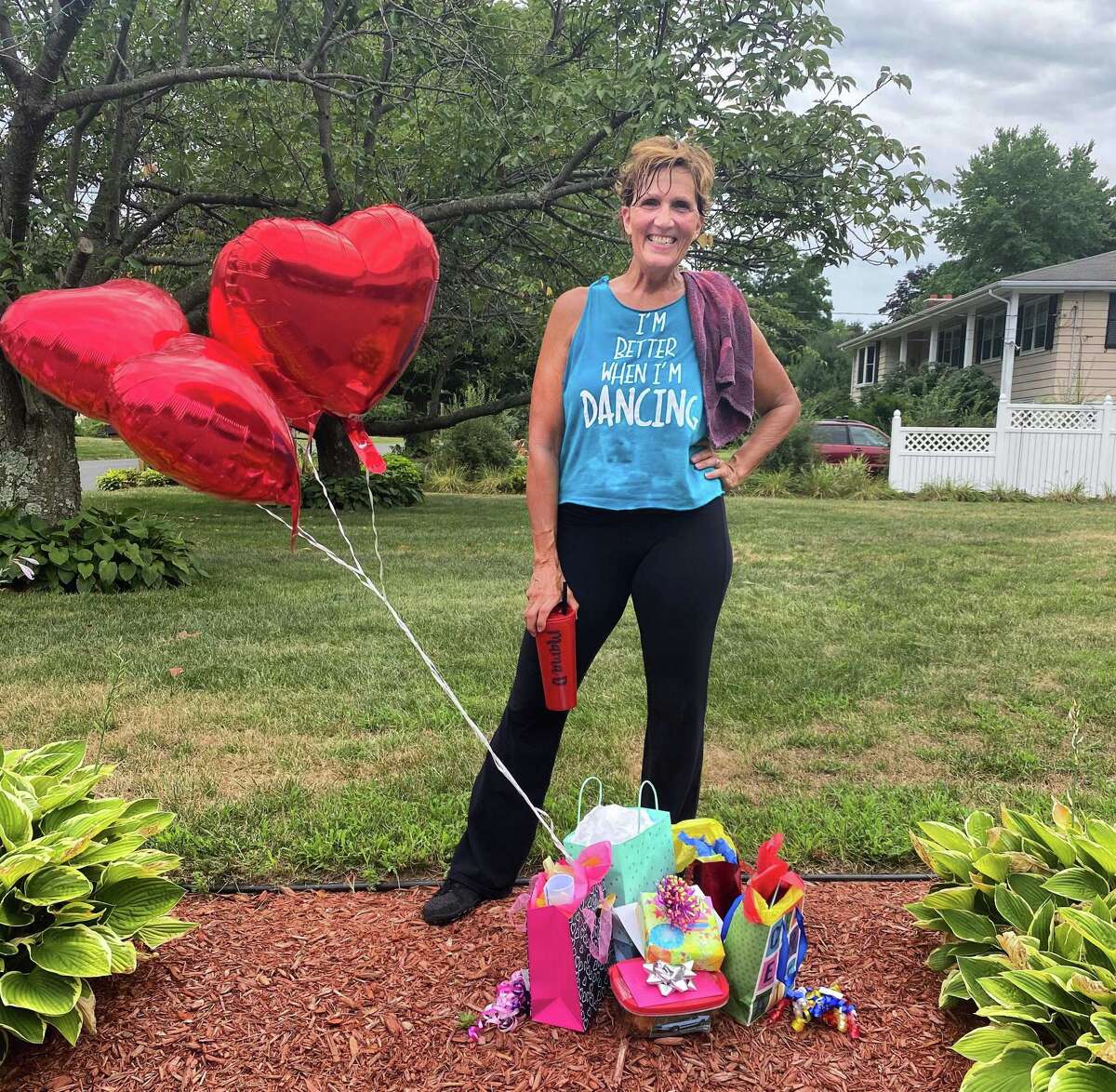 Darlene Zoller prepares to celebrate 365 days of dance/workout classes on Facebook Live.