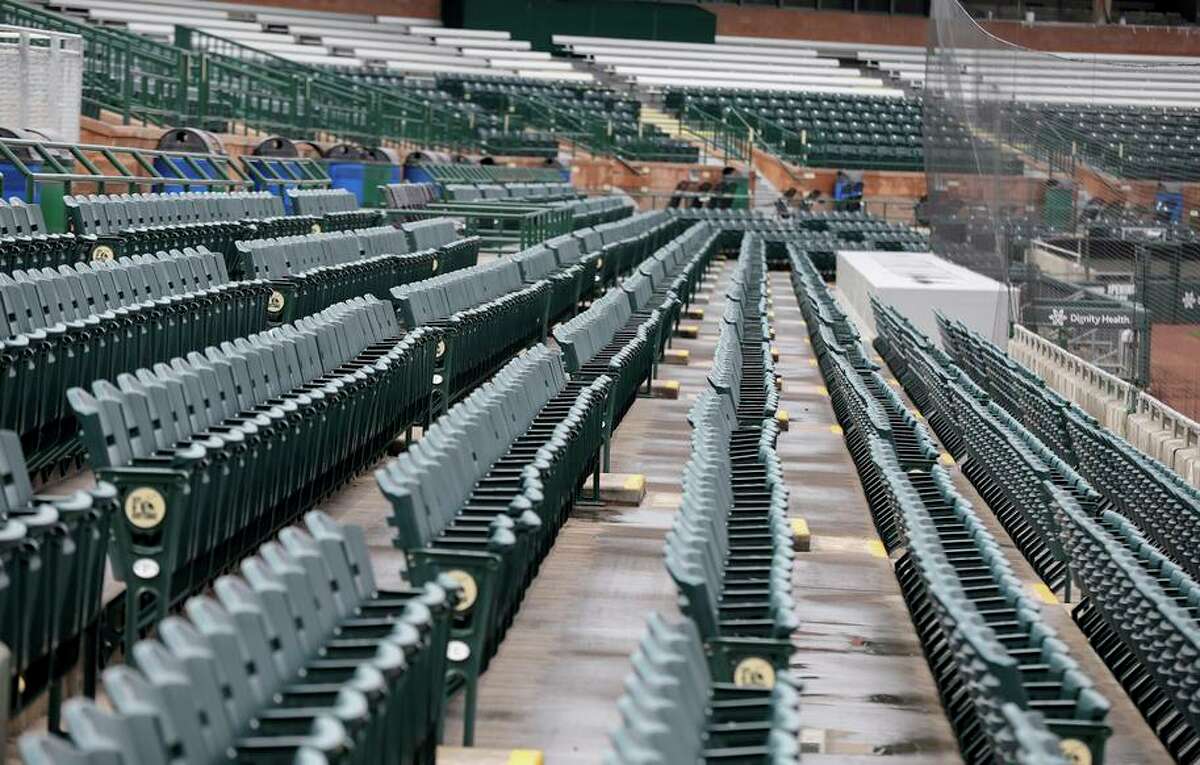 Scottsdale Stadium sits empty after it was announced that Spring Training play has been suspended Thursday, March 12, 2020, Scottsdale, Arizona.