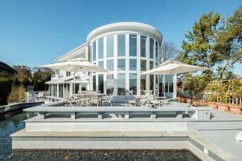 Wrap-around deck and sunken pool at 8 Langdon Road, Westport.