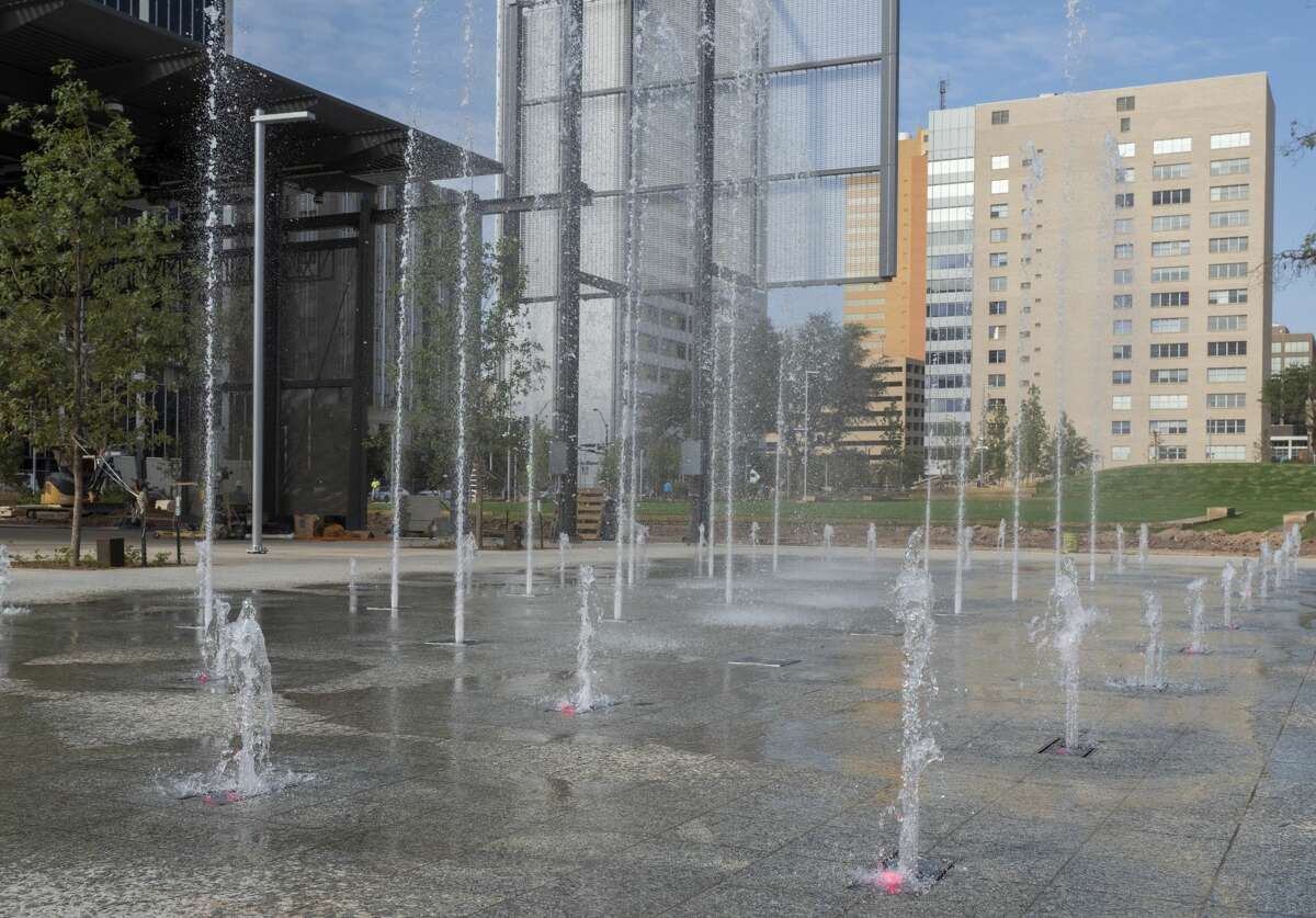 The splash pad, utilizing recirculated, cleaned and UV sanitized water, is just off the main stage area and just outside the Bush Convention Center windows.