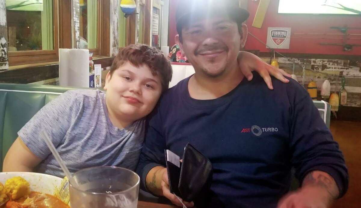 Ricky Rojas Jr., pictured with his father, Ricky Rojas Sr., was killed March 5, 2021, when a car hit him in La Marque.
