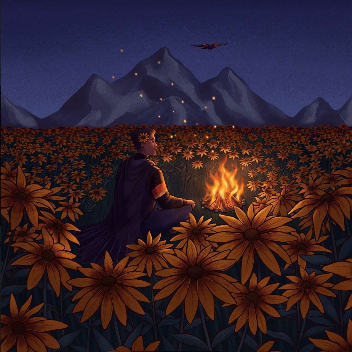 Artist Lucy Nguyen's illustration for Hudson Valley Seed Company's Campfire Rudbeckia.