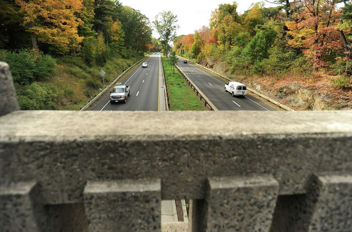The Merritt Parkway looking southbound from the Morehouse Highway bridge in Fairfield in 2015.