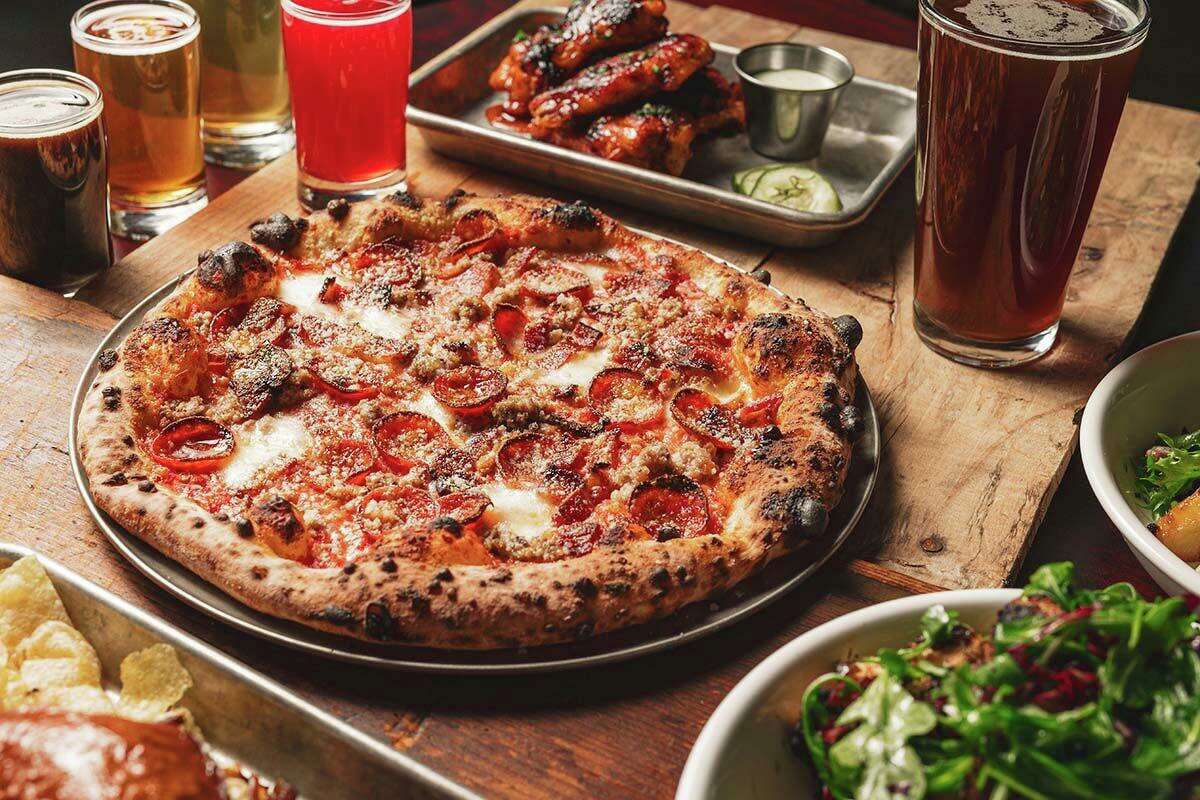 A carne pizza from the wood-fired pizza oven at Broad Brook Brewing in Suffield.