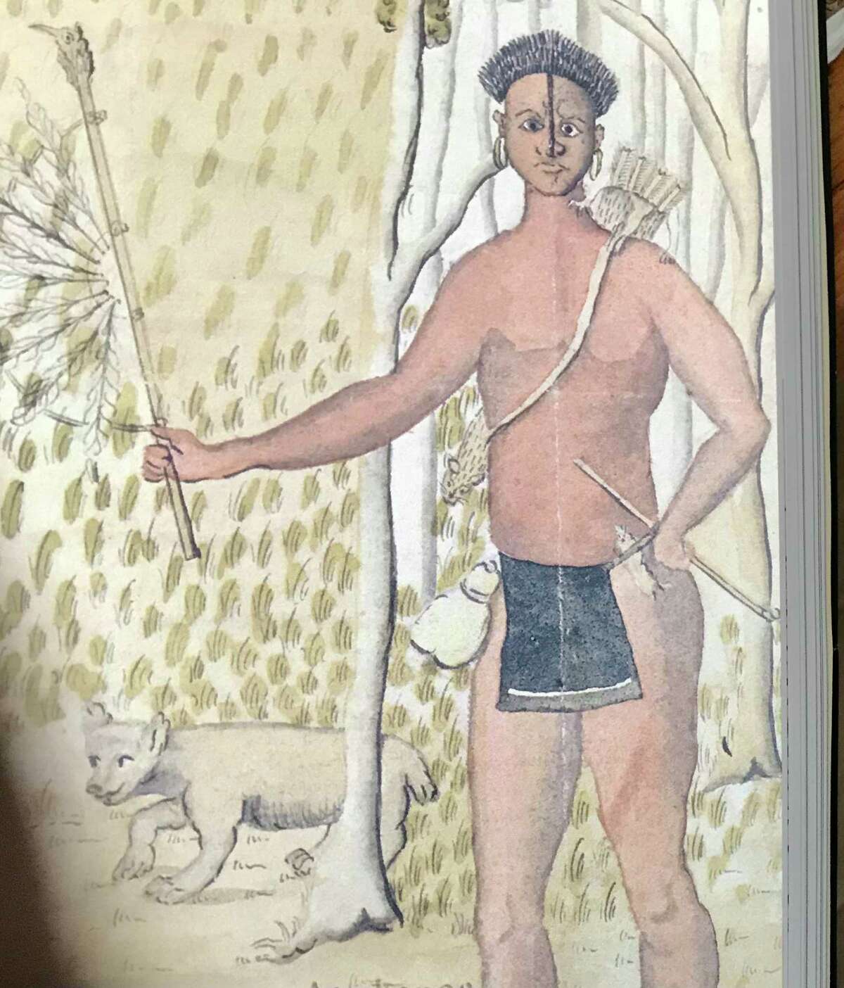 The only known image painted from life of an Atakapa warrior is part of a watercolor by Alexandre DeBatz in 1735.