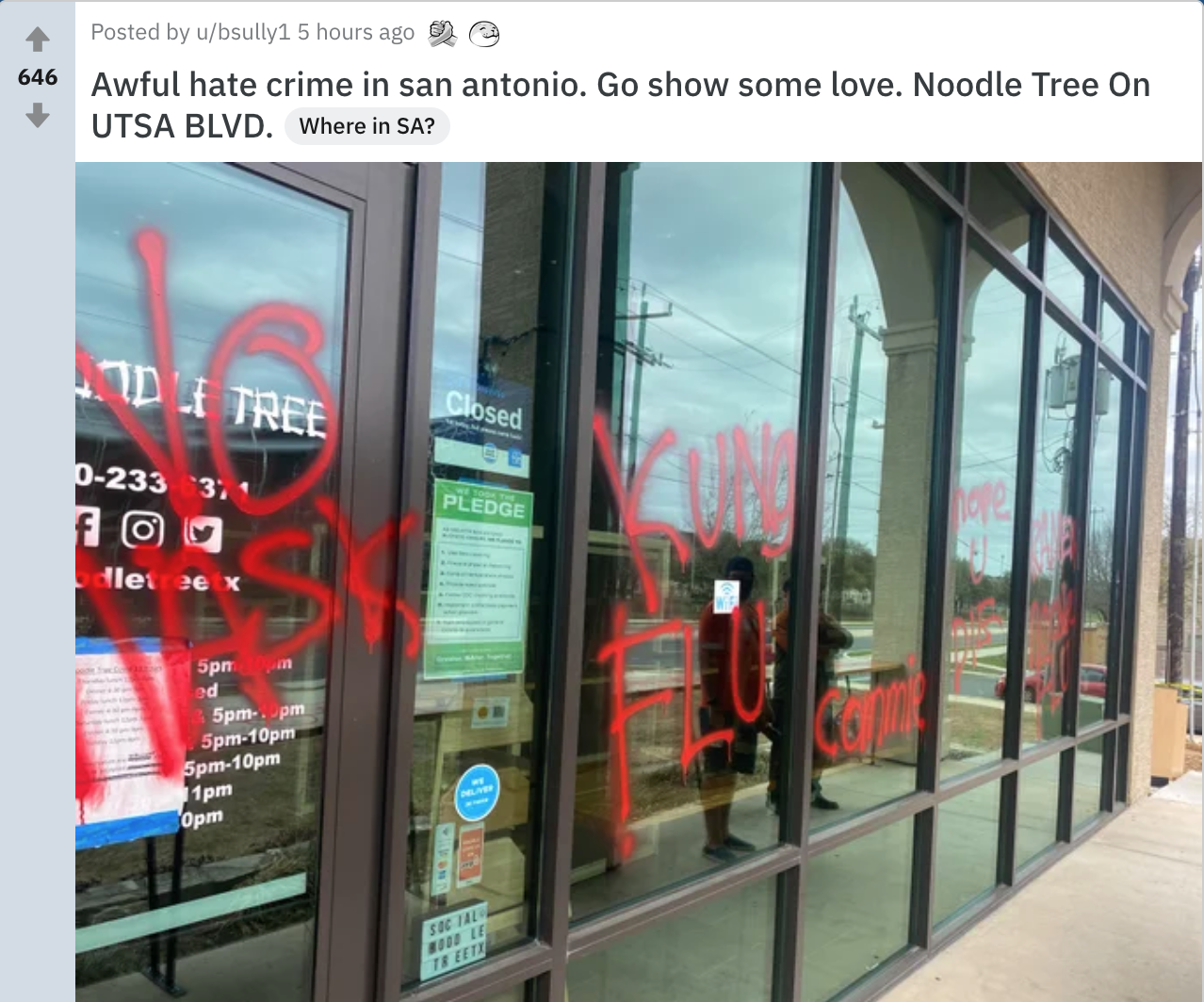 Ramen shop Noodle Tree vandalized with hate speech over weekend - Vimarsana News