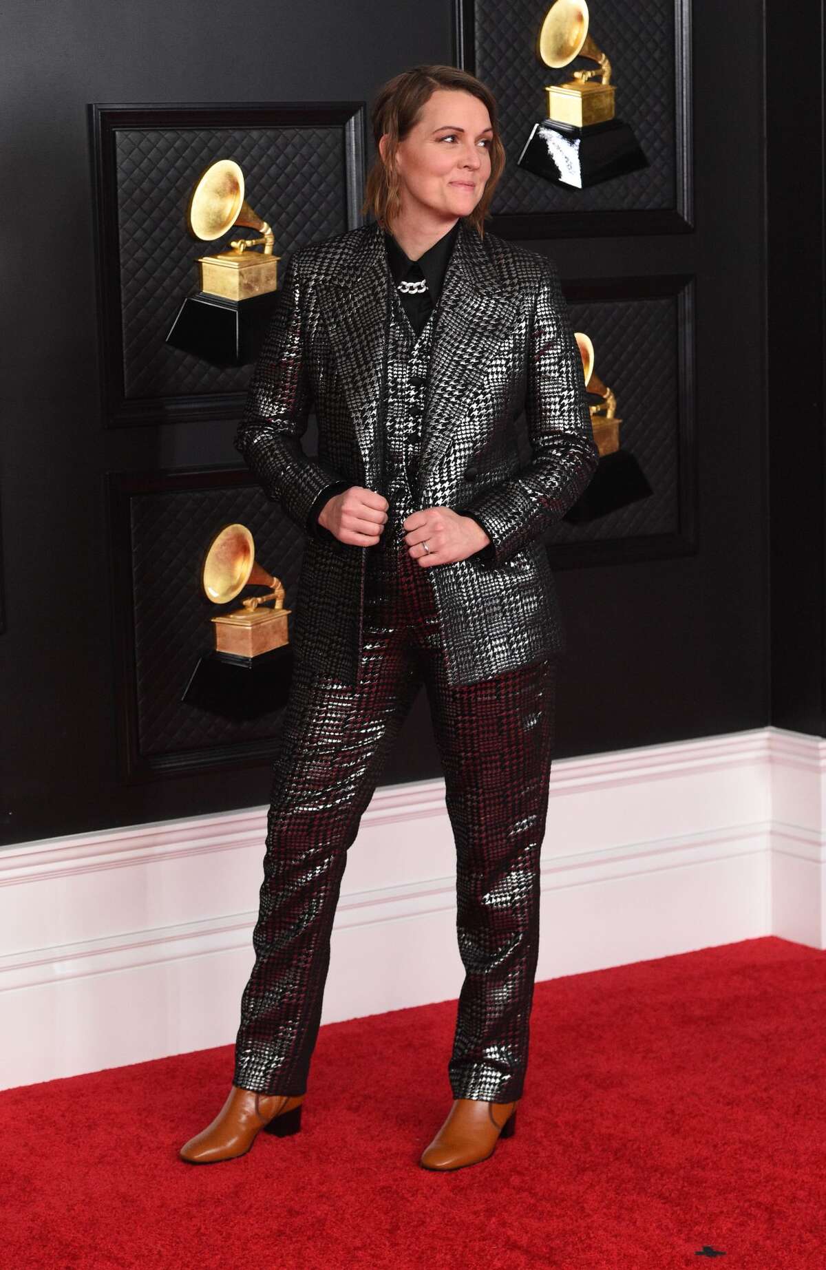 Brandi Carlile attends the 63rd Annual GRAMMY Awards at Los Angeles Convention Center in Los Angeles on Mar. 14, 2021.