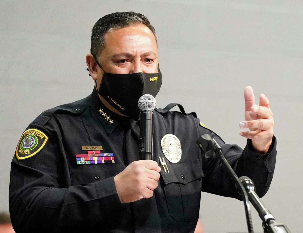 Then-Houston Police Chief Art Acevedo speaks during the graduation ceremony for the Houston Police Dept. Cadet Class 247 held at Houston Police Academy L.D. Morrison, Sr. Memorial Center at 17000 Aldine-Westfield Road, Thursday, March 11, 2021 in Houston.