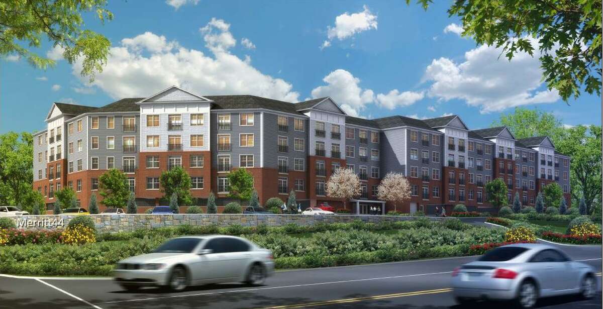 A rendering of a planned apartment building near the Merritt Parkway in Fairfield.