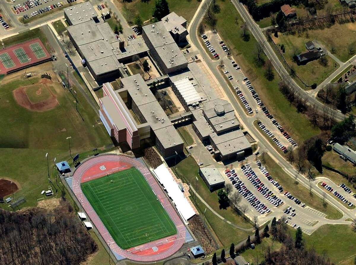 An aerial view of Danbury High School