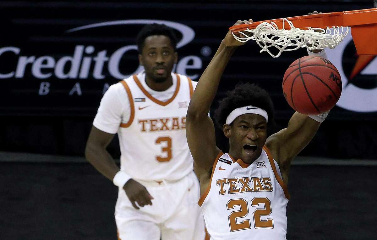 UT sophomore Kai Jones started the Big 12 tournament championship victory Saturday against Oklahoma State and responded with 13 points and five rebounds in 18 minutes of action.