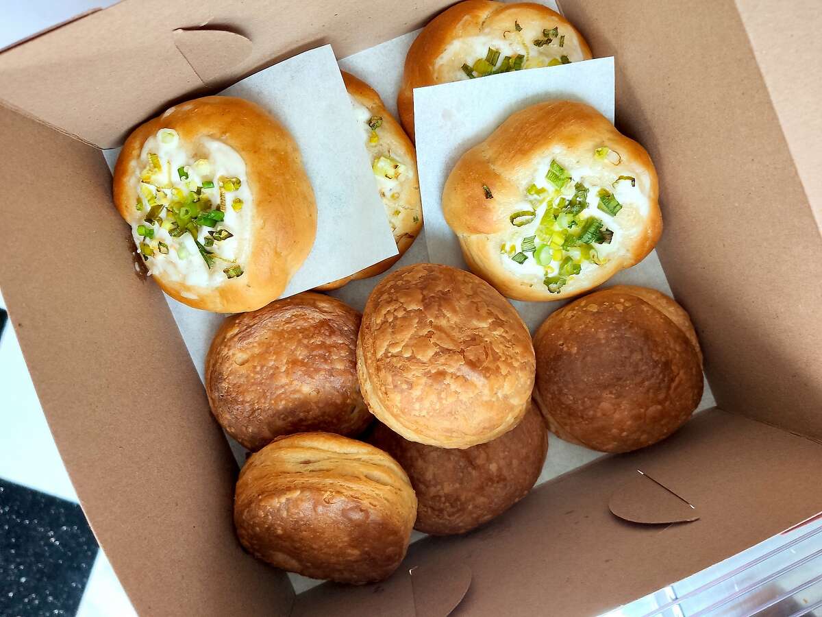 A box of vegan Hong Kong-style buns from Tai Zhan Bakery in Los Gatos.